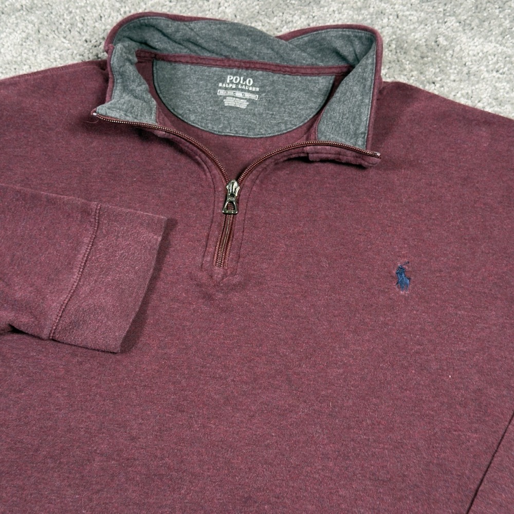Polo Ralph Lauren Mens 1/4 Zip Long Sleeve Mock Neck Pullover Size 2XLT Maroon